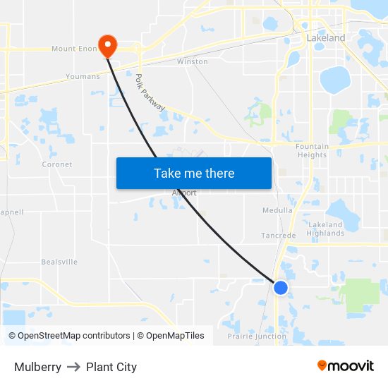 Mulberry to Plant City map