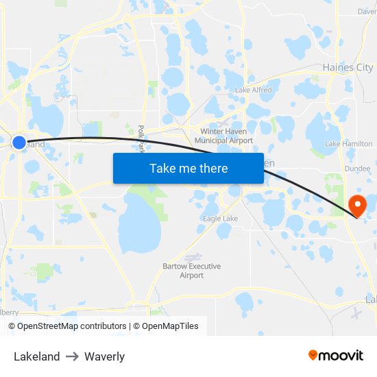 Lakeland to Waverly map