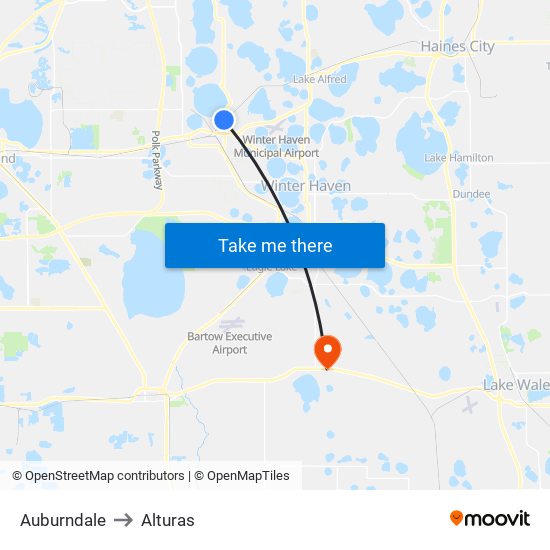 Auburndale to Alturas map