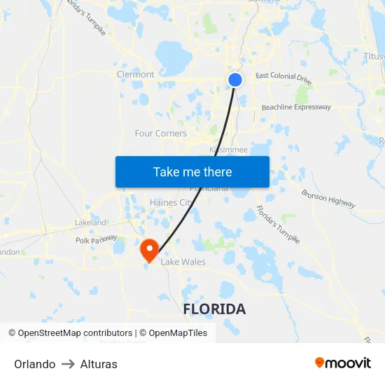 Orlando to Alturas map