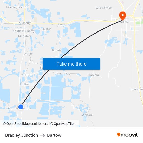 Bradley Junction to Bartow map