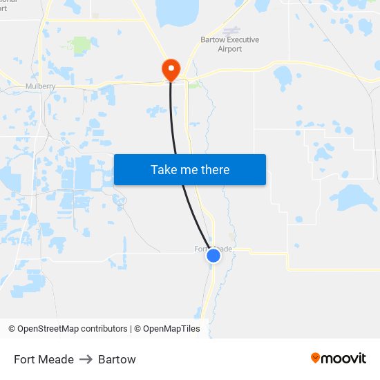 Fort Meade to Bartow map