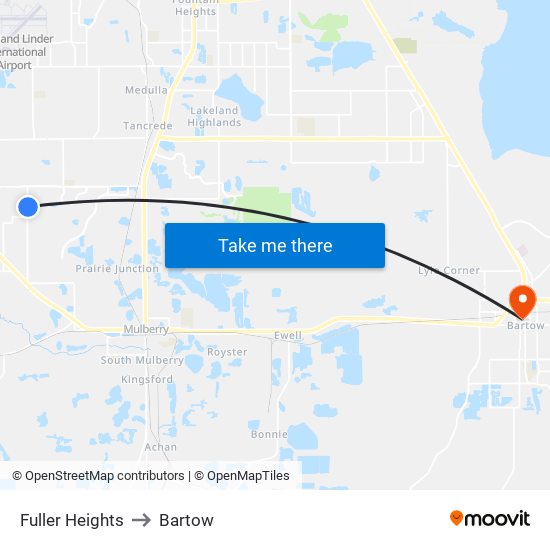Fuller Heights to Bartow map