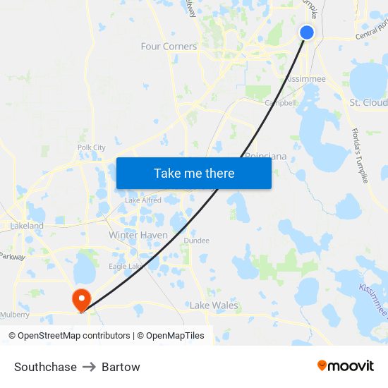 Southchase to Bartow map