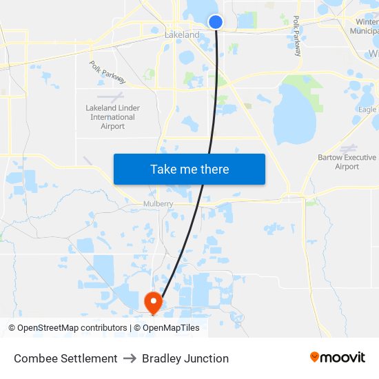 Combee Settlement to Bradley Junction map