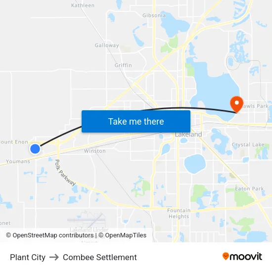 Plant City to Combee Settlement map