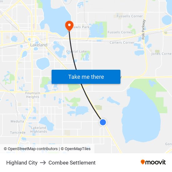 Highland City to Combee Settlement map