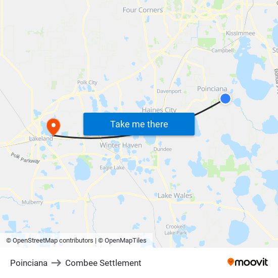 Poinciana to Combee Settlement map