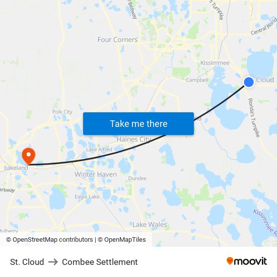 St. Cloud to Combee Settlement map