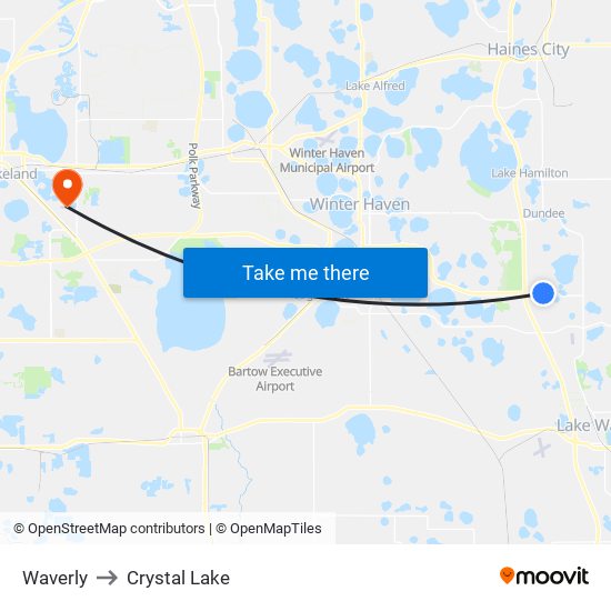Waverly to Crystal Lake map