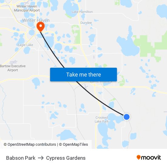 Babson Park to Cypress Gardens map