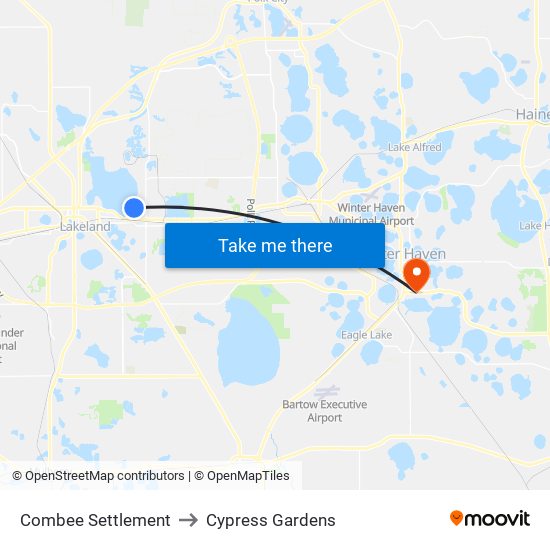 Combee Settlement to Cypress Gardens map