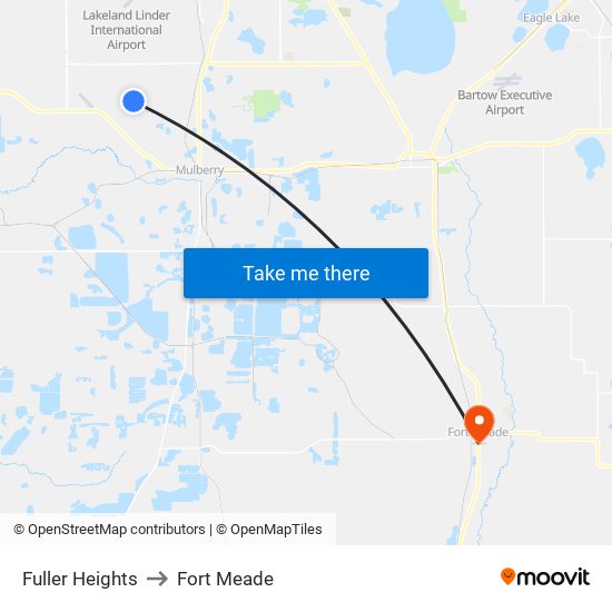 Fuller Heights to Fort Meade map