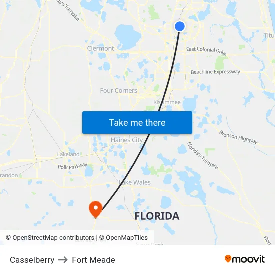 Casselberry to Fort Meade map