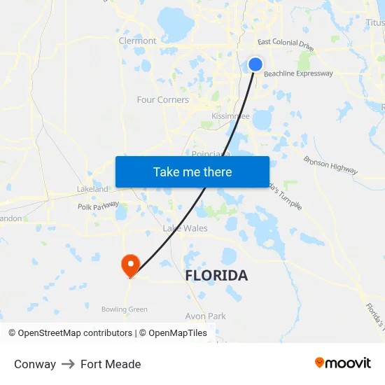 Conway to Fort Meade map
