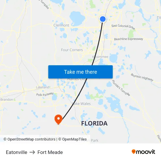 Eatonville to Fort Meade map