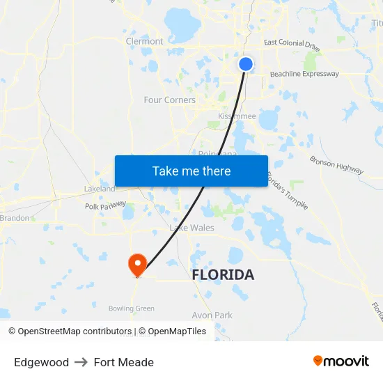Edgewood to Fort Meade map