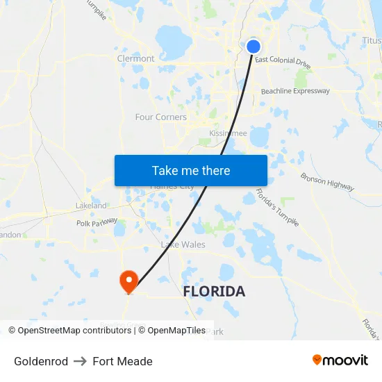 Goldenrod to Fort Meade map