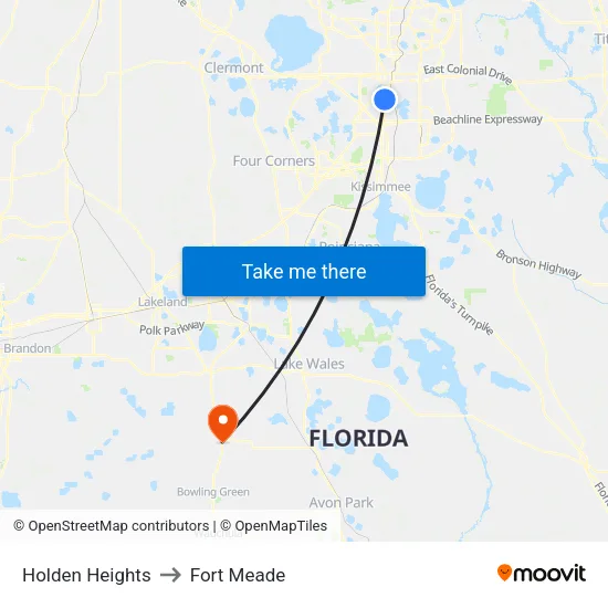 Holden Heights to Fort Meade map