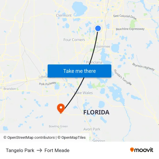 Tangelo Park to Fort Meade map