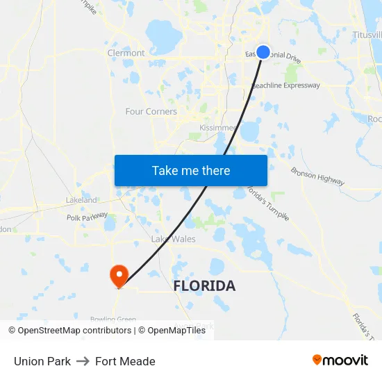 Union Park to Fort Meade map