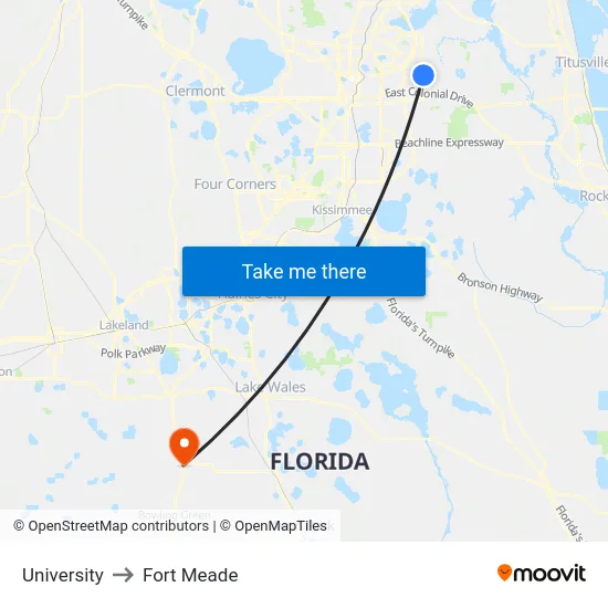 University to Fort Meade map