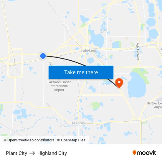 Plant City to Highland City map