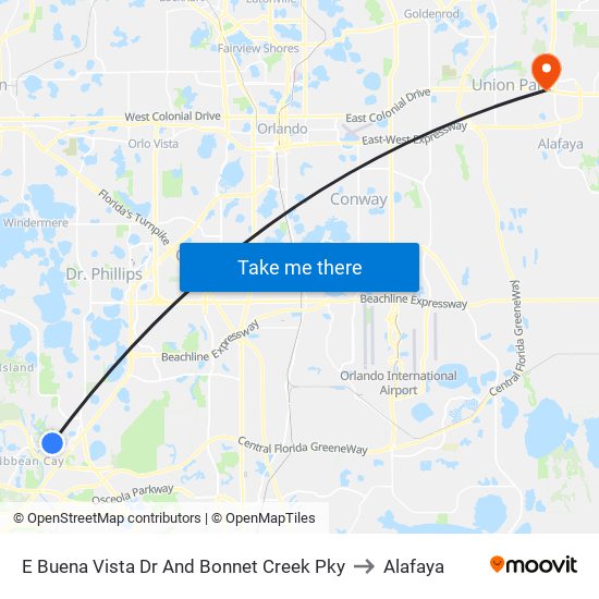 E Buena Vista Dr And Bonnet Creek Pky to Alafaya map
