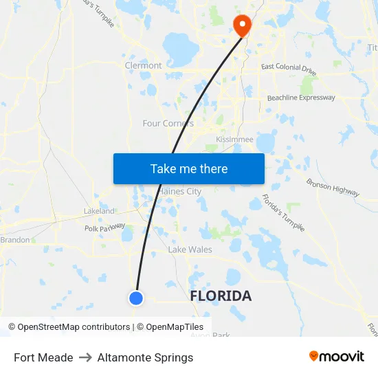 Fort Meade to Altamonte Springs map
