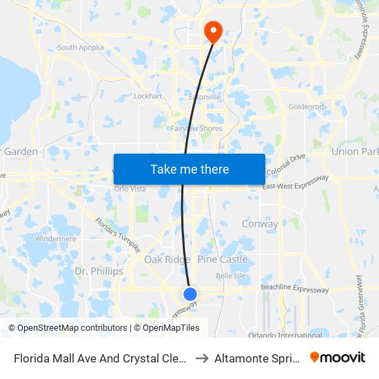 Florida Mall Ave And Crystal Clear Ln to Altamonte Springs map