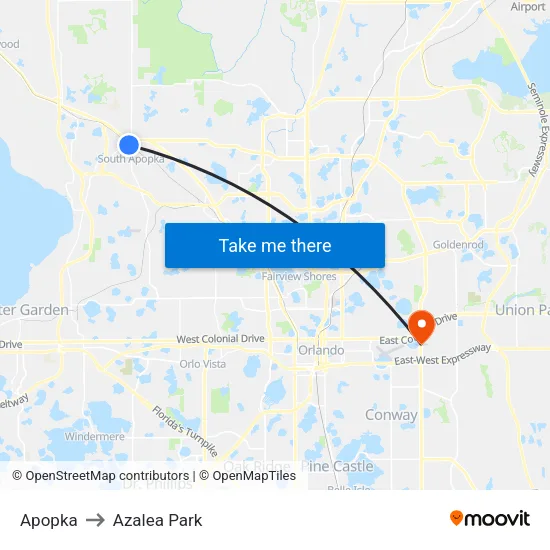 Apopka to Azalea Park map