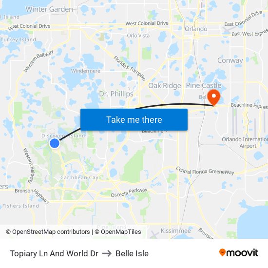 Topiary Ln And World Dr to Belle Isle map