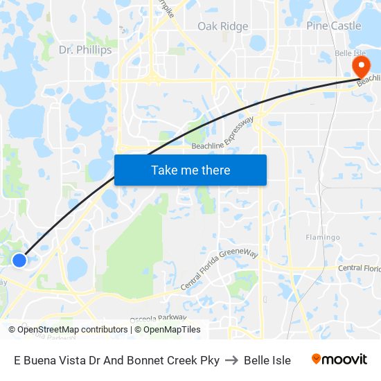 E Buena Vista Dr And Bonnet Creek Pky to Belle Isle map