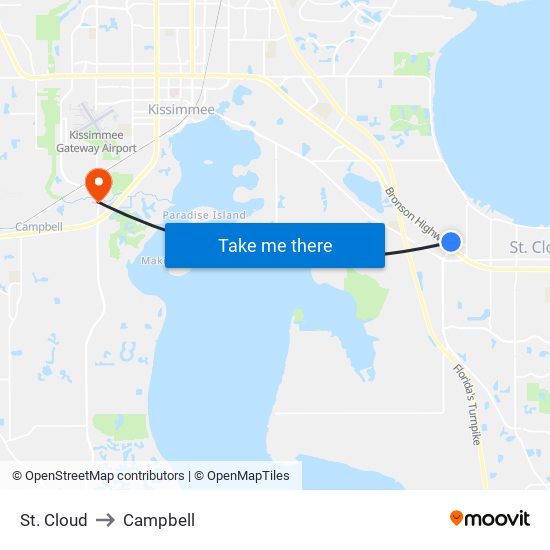 St. Cloud to Campbell map