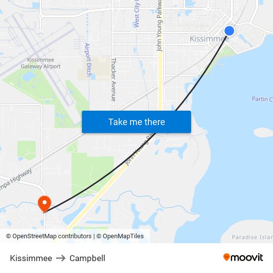 Kissimmee to Campbell map