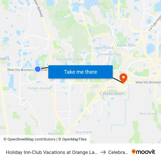 Holiday Inn-Club Vacations at Orange Lake Resort to Celebration map