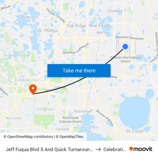 Jeff Fuqua Blvd S And Quick Turnaround Rd to Celebration map