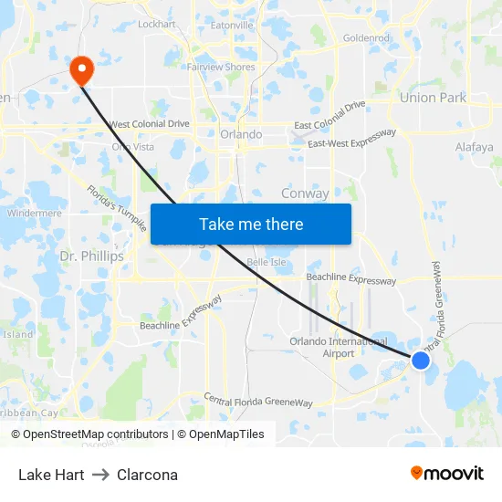 Lake Hart to Clarcona map