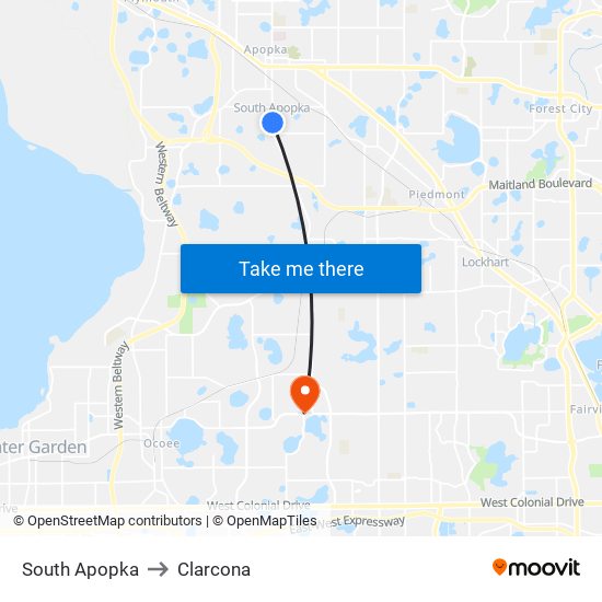 South Apopka to Clarcona map