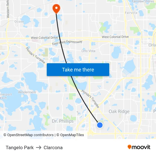Tangelo Park to Clarcona map