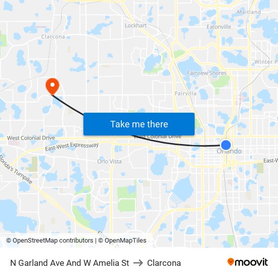 N Garland  Ave And W Amelia  St to Clarcona map