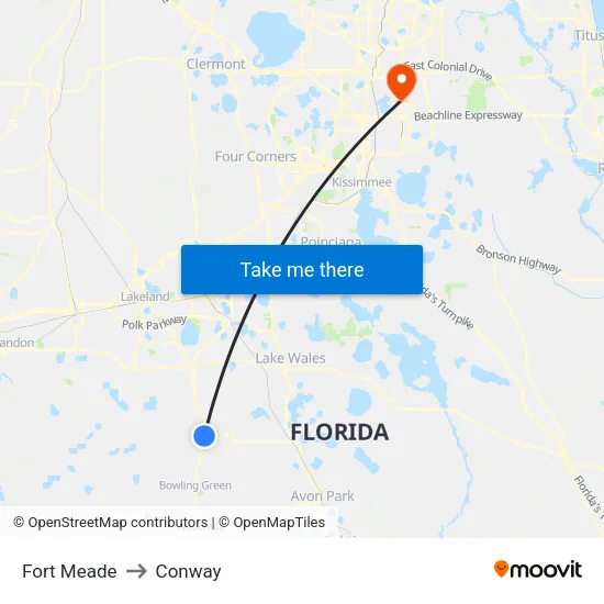 Fort Meade to Conway map