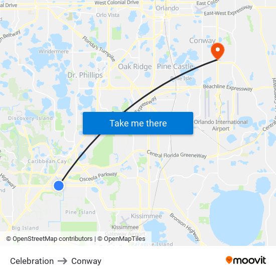 Celebration to Conway map