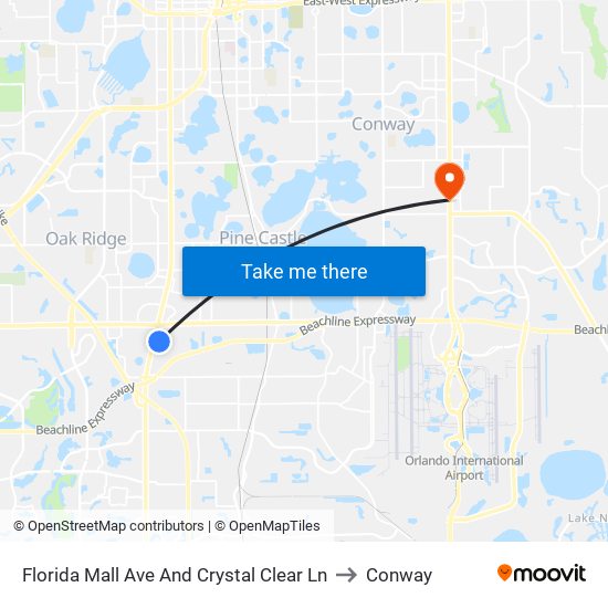 Florida Mall Ave And Crystal Clear Ln to Conway map
