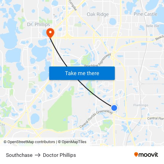 Southchase to Doctor Phillips map