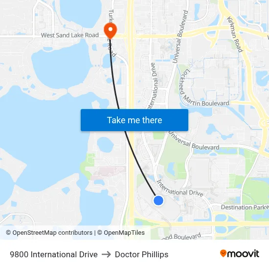 9800 International Drive to Doctor Phillips map
