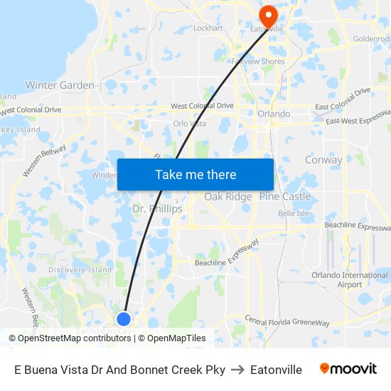 E Buena Vista Dr And Bonnet Creek Pky to Eatonville map