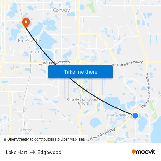 Lake Hart to Edgewood map