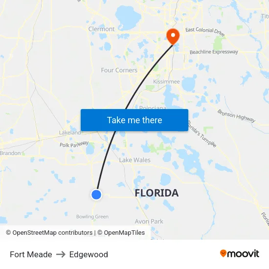 Fort Meade to Edgewood map