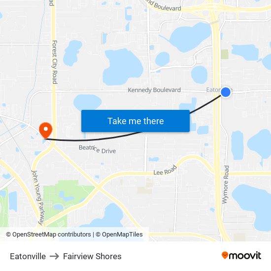 Eatonville to Fairview Shores map